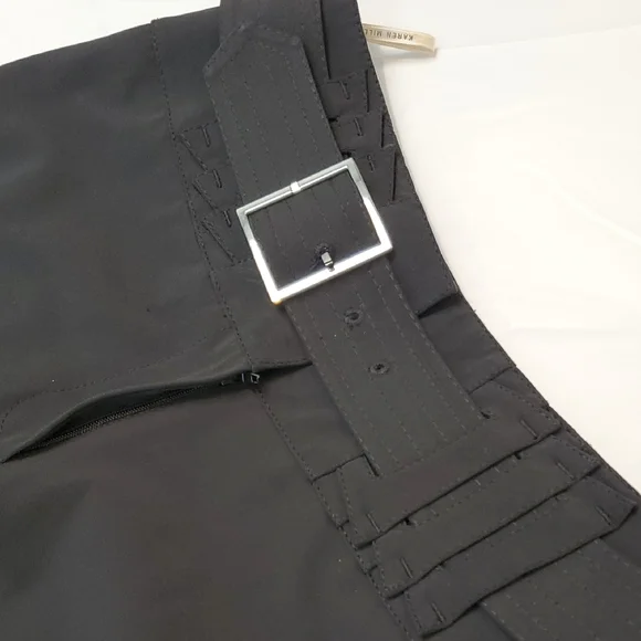 Karen Millen Black Boot Cut Flare Pants With Belt Office Trouser High Waist Sz 6 - Picture 6 of 14